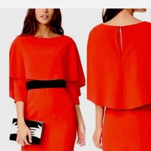 Alice + Olivia 'Cairo' Cape Sheath Cocktail Holiday Dress Red